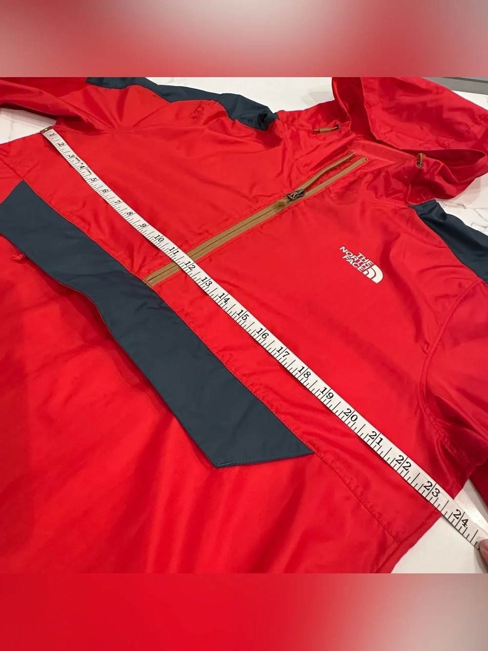 The North Face Windwall Anorak Jacket Mens M Red Navy Half Zip Windbreaker Gorp